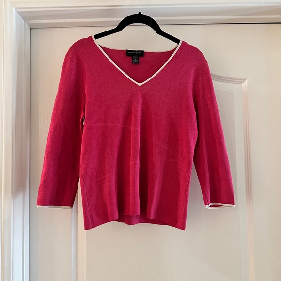 Cable & Gauge Sweaters - Vintage 90’s Cable & Gauge silk blend ribbed knit v neck sweater